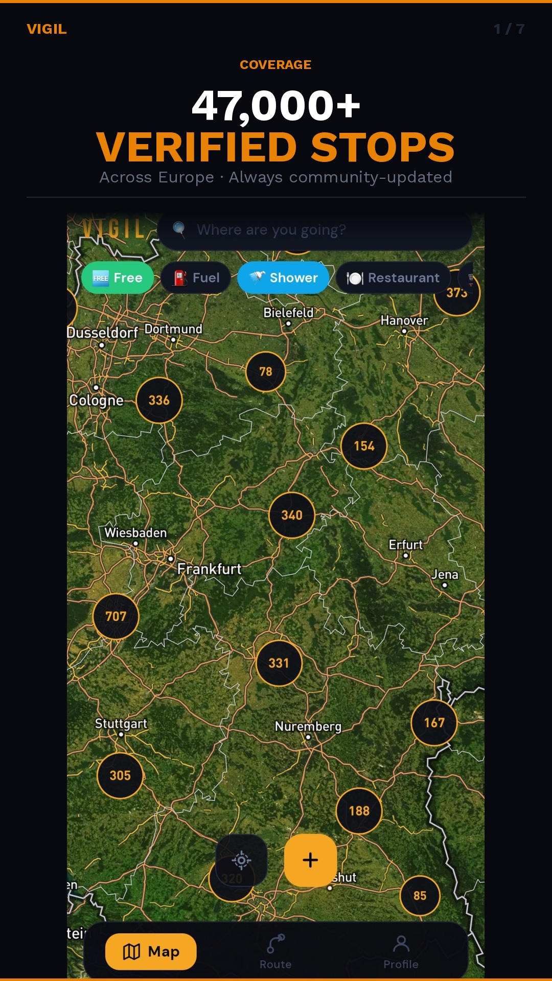 Vigil screenshot - Map view